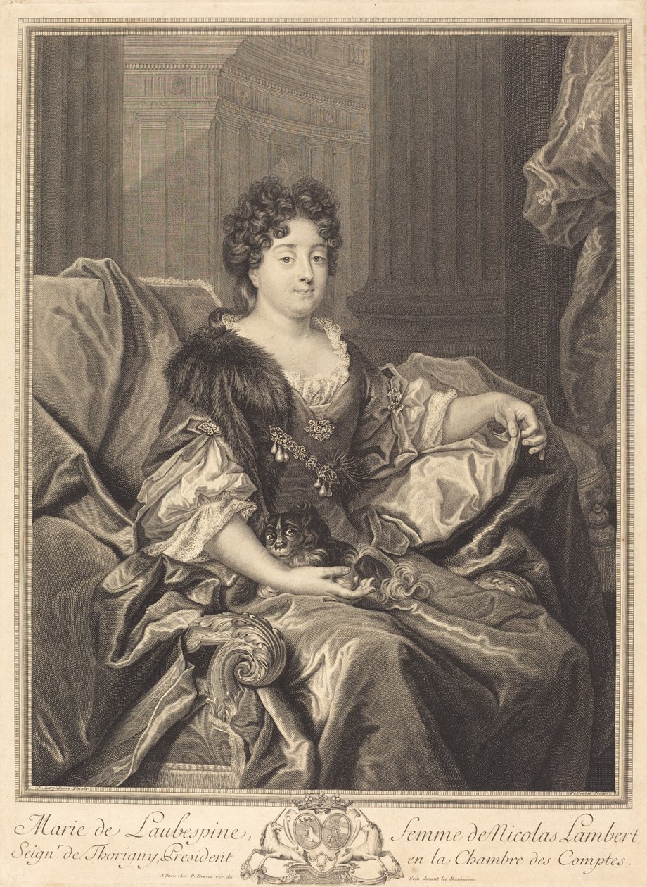 Maria av Laubespine av Pierre Drevet after Nicolas de Largillierre