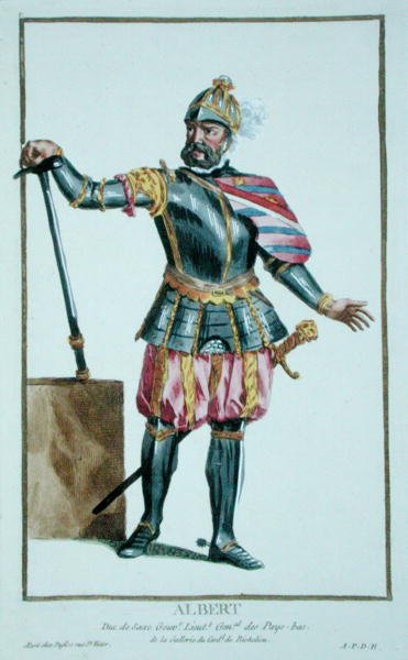 Albert den dristige (1443-1500) hertug av Sachsen fra Receuil des Estampes, som representerer rangene og de dignites, i henhold til Costume of all eksisterende Nations
