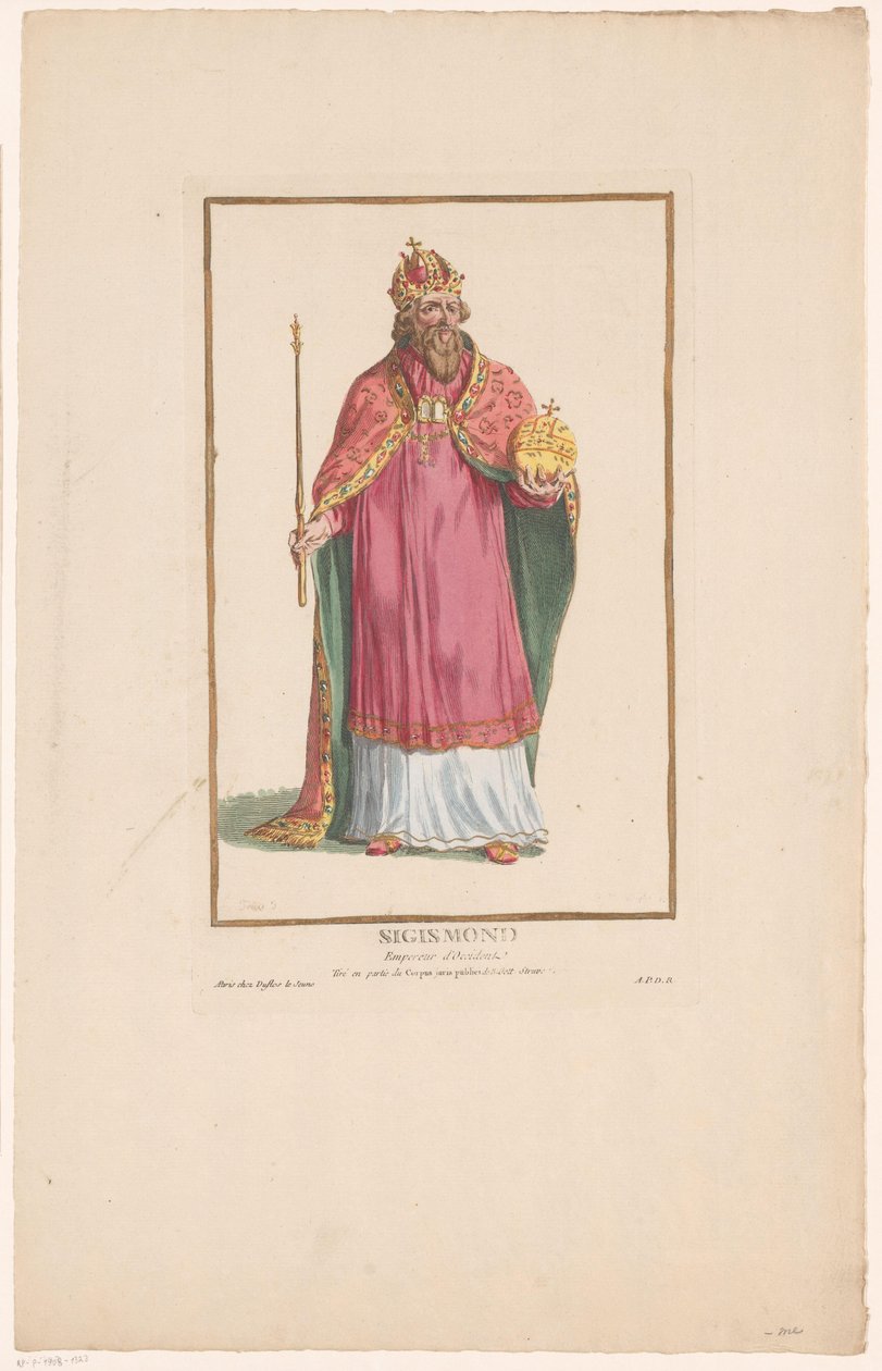 Portrett av keiser Sigismund med septer og globus Sigismond (tittel på objekt) av Pierre Duflos