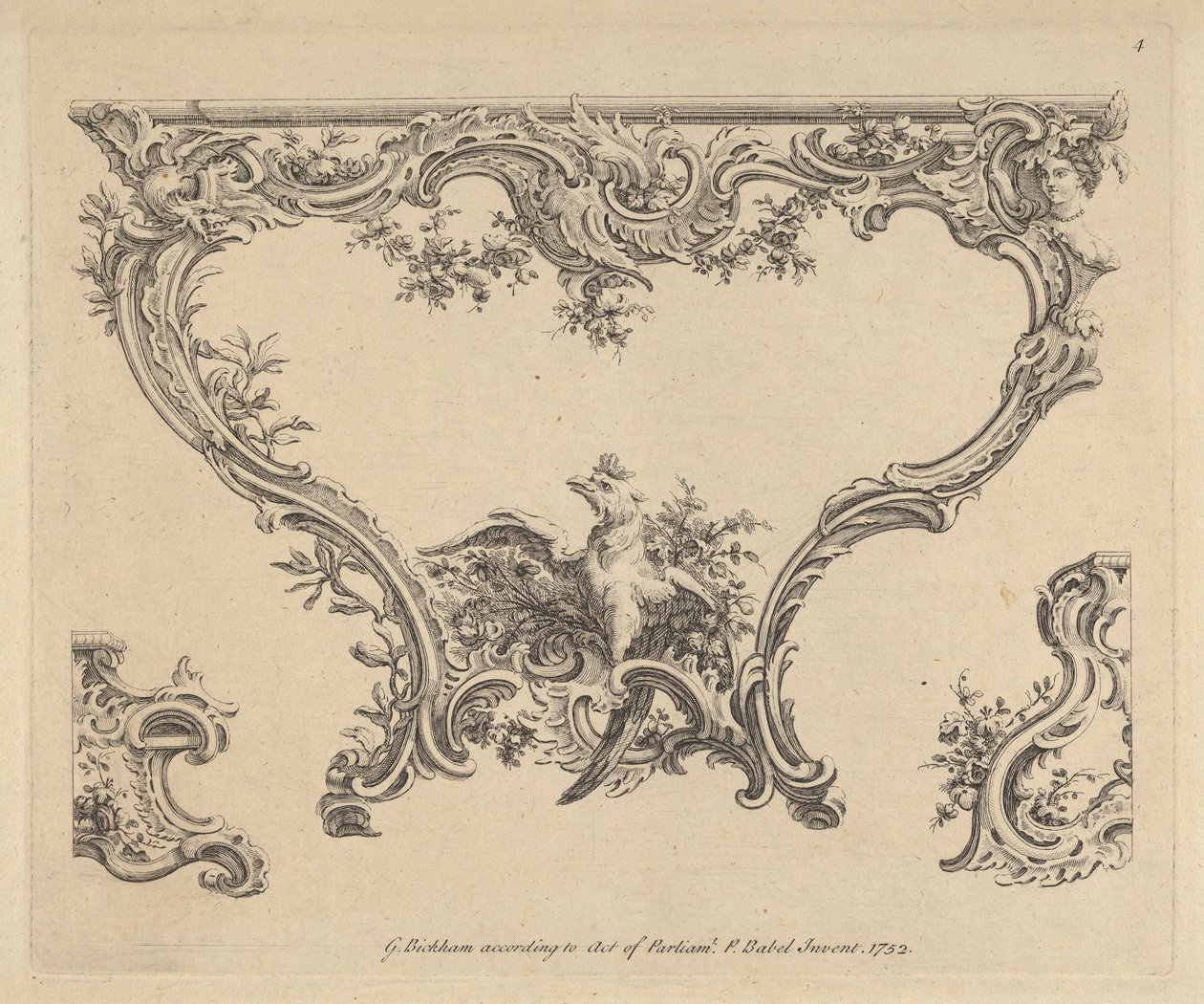 Design for et konsollbord, 1752. av Pierre Edme Babel