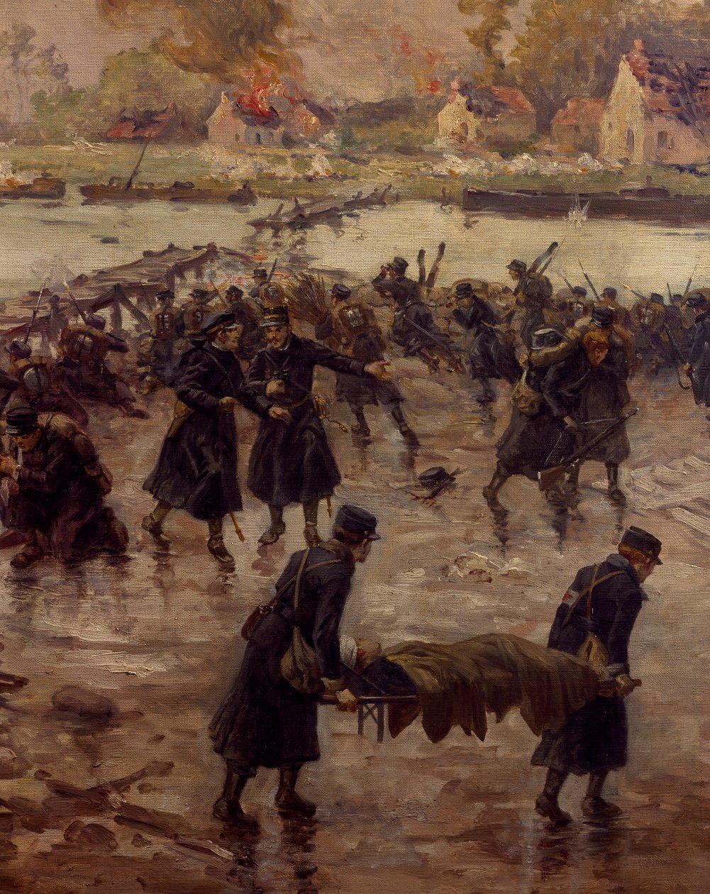 Fighting Along the Yser, oktober 1914, av Naymark e Ballue, detalj av Pierre Ernest and Neymark Gustave Ballue