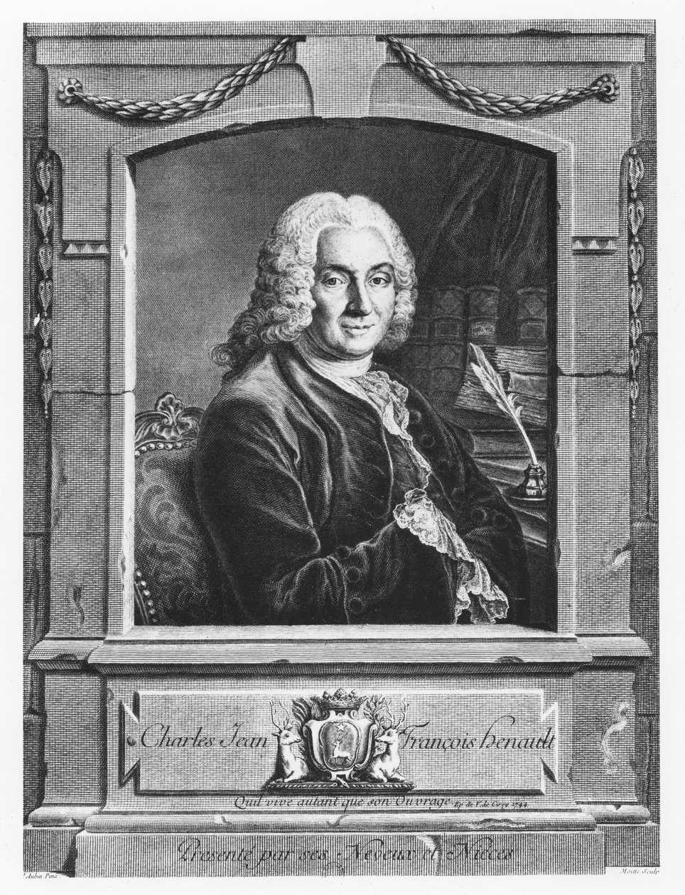 Portrett av Charles Jean François Hénault av Pierre Etienne Moitte