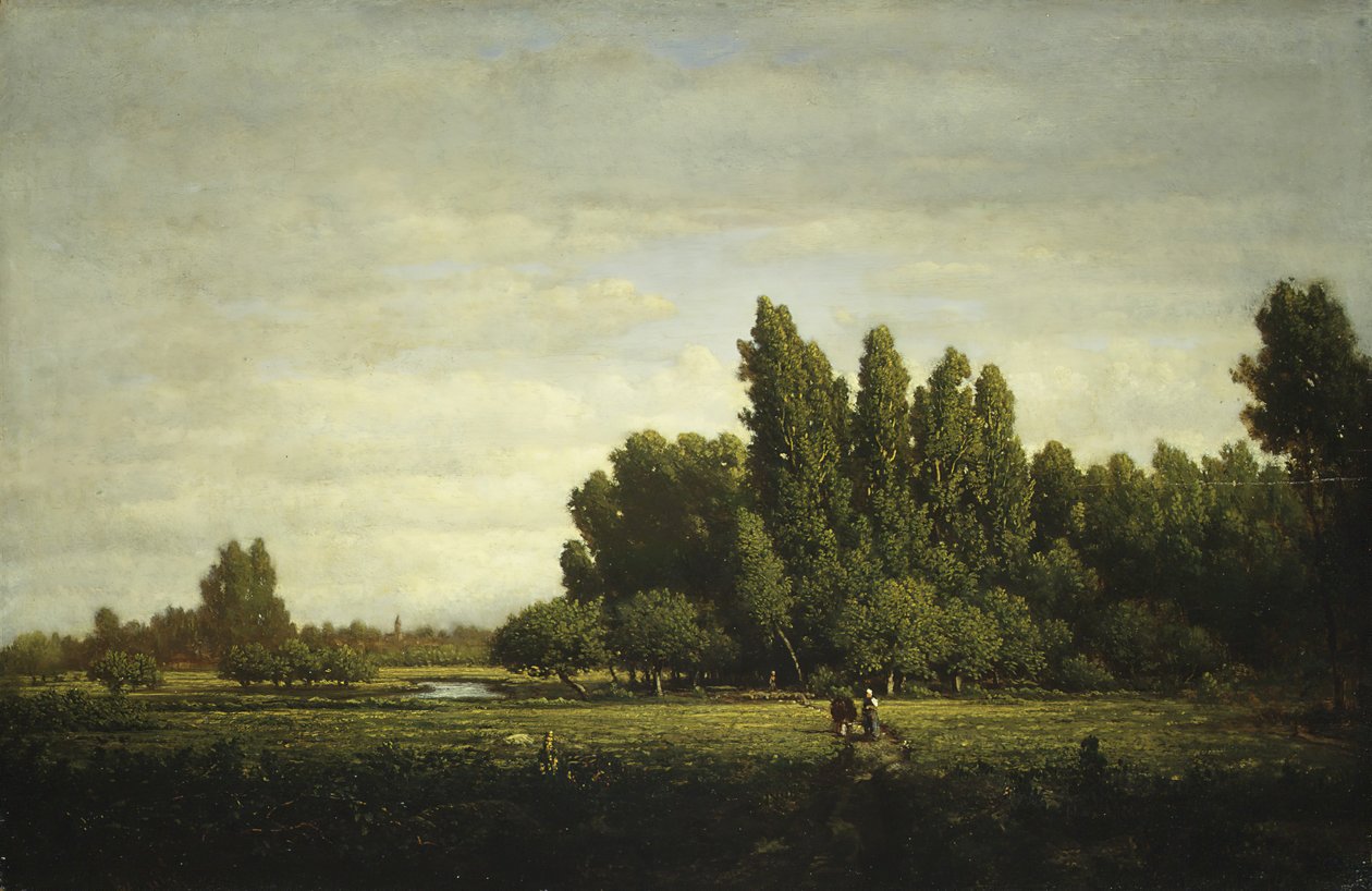 En eng avgrenset av trær, ca. 1845. av Pierre Etienne Theodore Rousseau