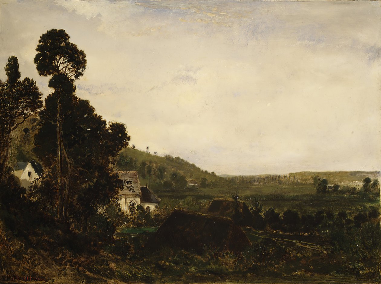 Et gammelt kapell i en dal, ca. 1835. av Pierre Etienne Theodore Rousseau