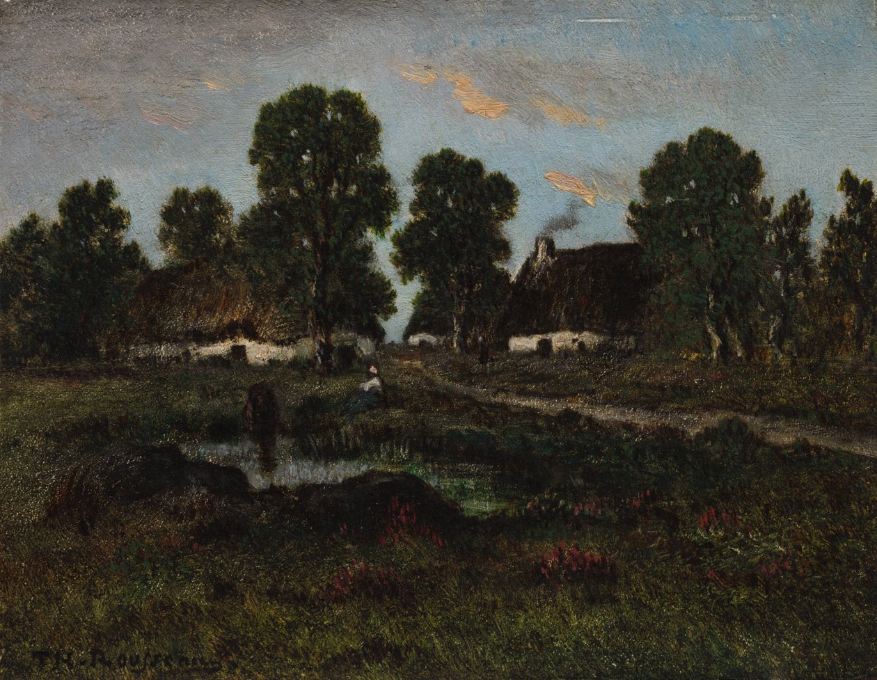 Hytter nær Larchant, ikke datert. av Pierre Etienne Theodore Rousseau