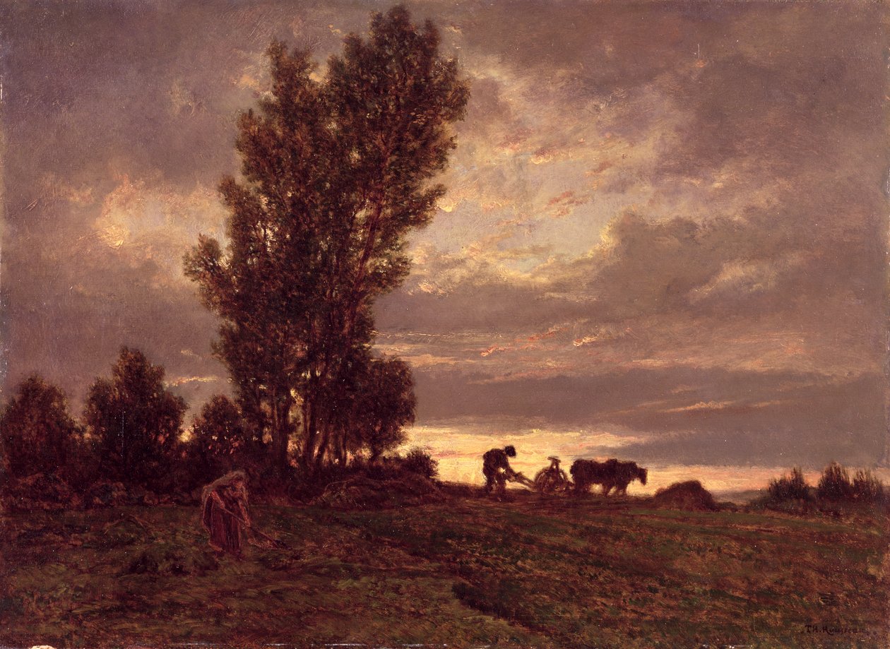 Landskap med en plogmann av Pierre Etienne Theodore Rousseau