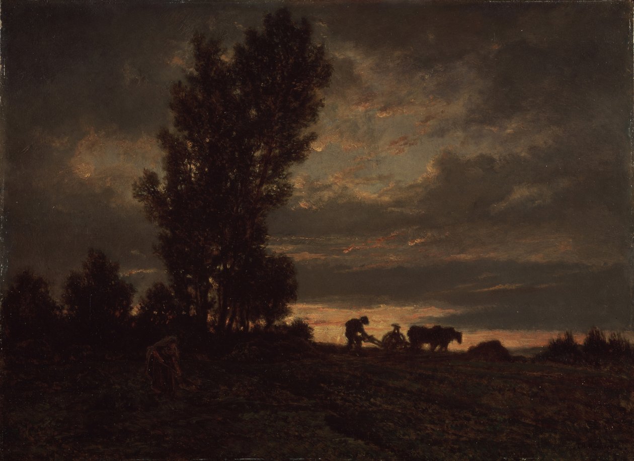 Landskap med en plogmann, 1860-tallet av Pierre Etienne Theodore Rousseau