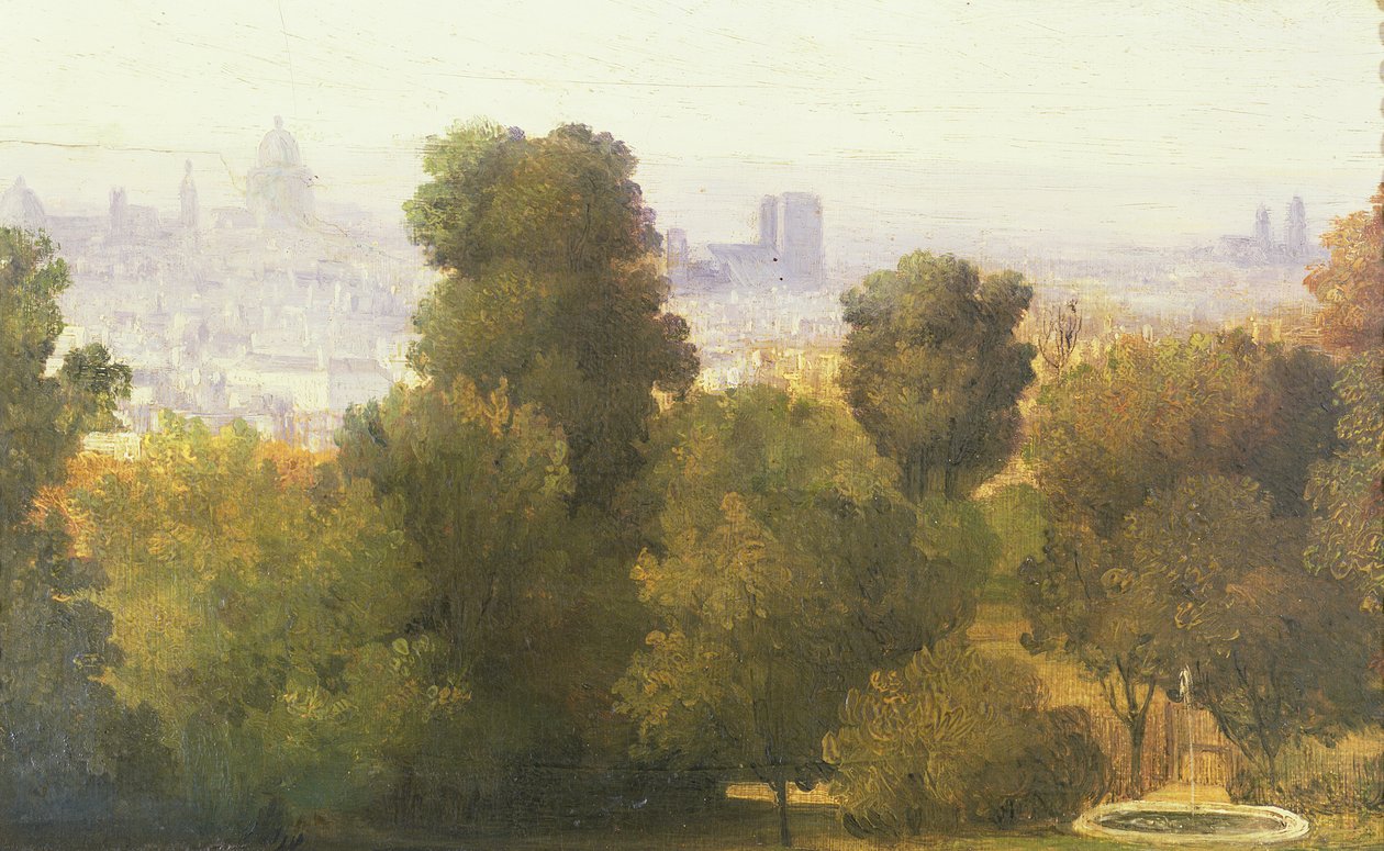 Paris sett fra Heights of Belleville, ca. 1830 av Pierre Etienne Theodore Rousseau