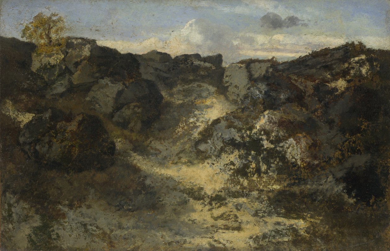 Steinete landskap, ca. 1840 av Pierre Etienne Theodore Rousseau