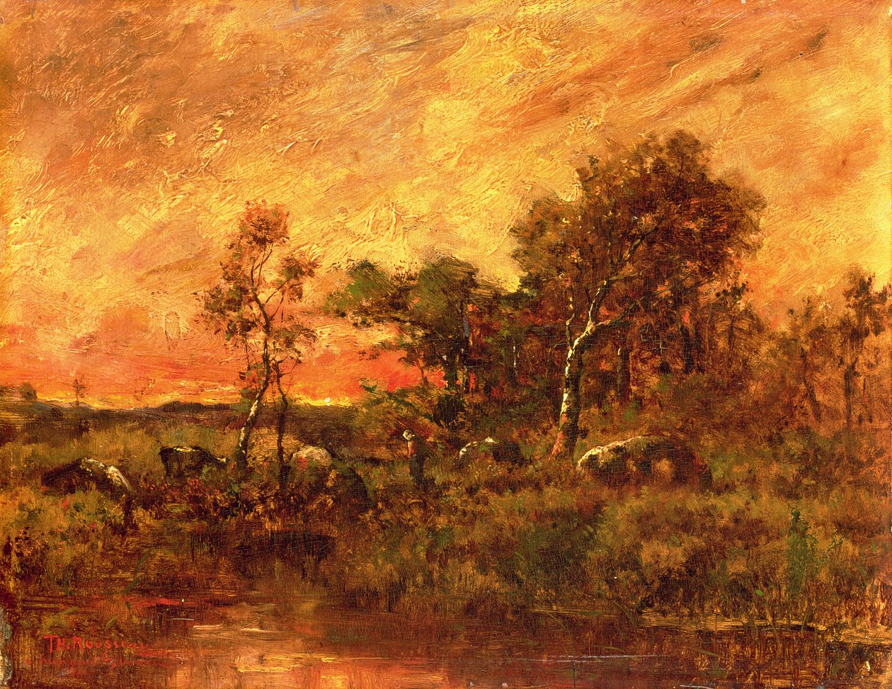 Skoglandskap med en kvistsamler, 1800-tallet av Pierre Etienne Theodore Rousseau
