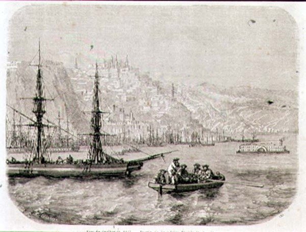 Utsikt over Quebec på 1860-tallet, gravert av Laly (gravering) av Pierre Eugene (after) Grandsire