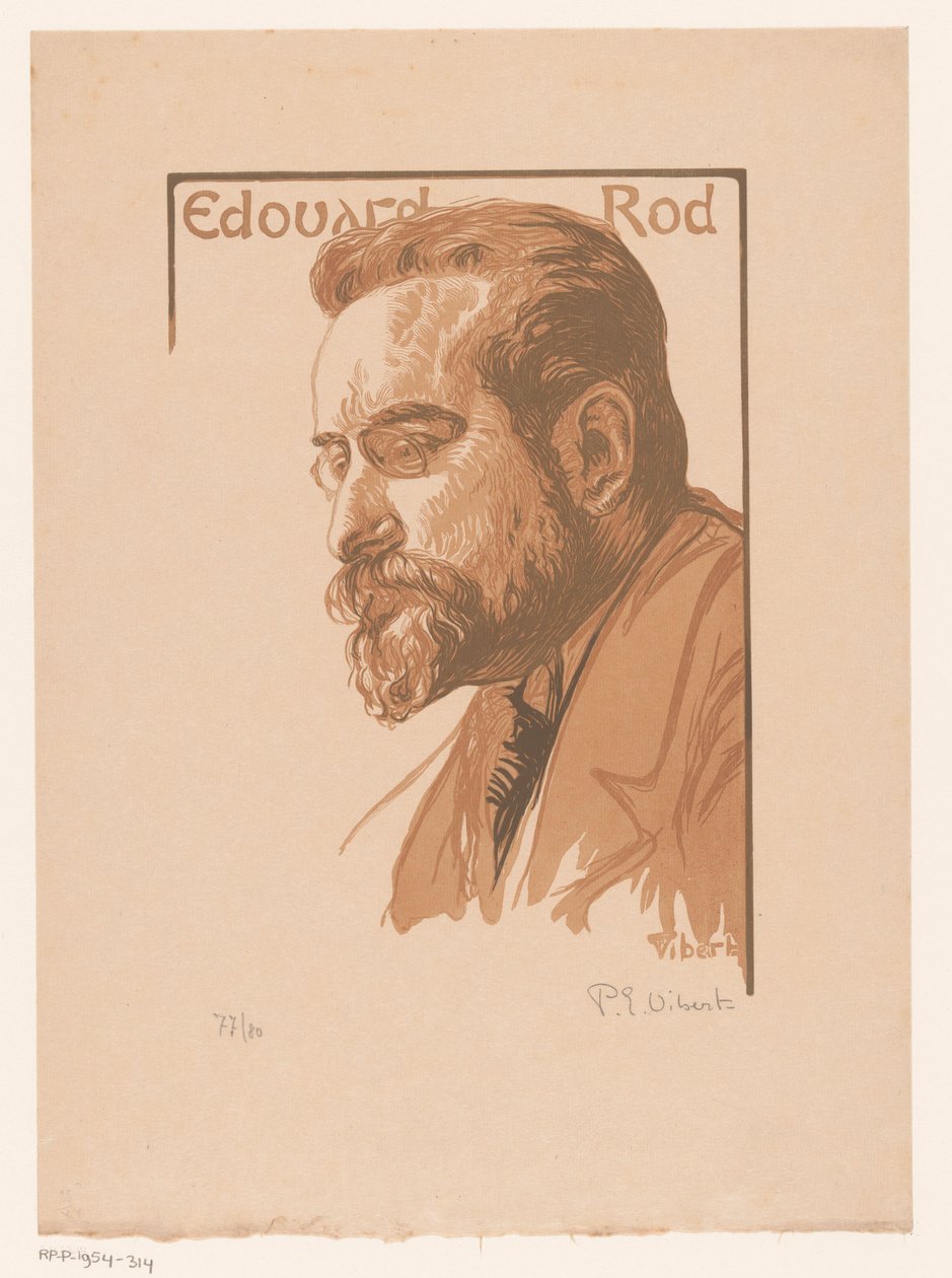 Portrett av Édouard Rod Edouard Rod (tittel på objekt) av Pierre Eugène Vibert (signed by artist)