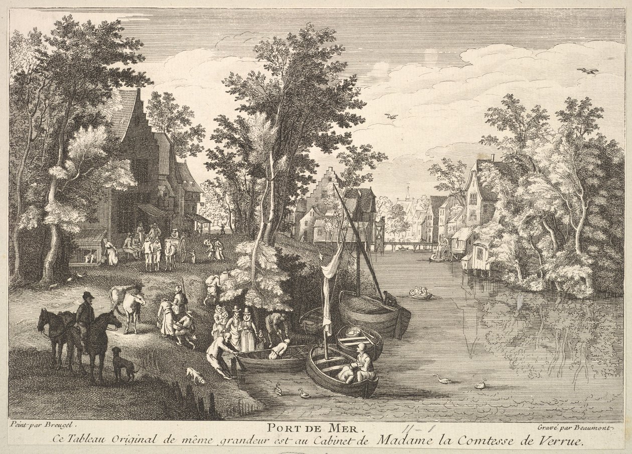 Sea Port Port de Mer etter maleriet i samlingen til Madame la Comtesse de Verrue. av Pierre Francois Beaumont