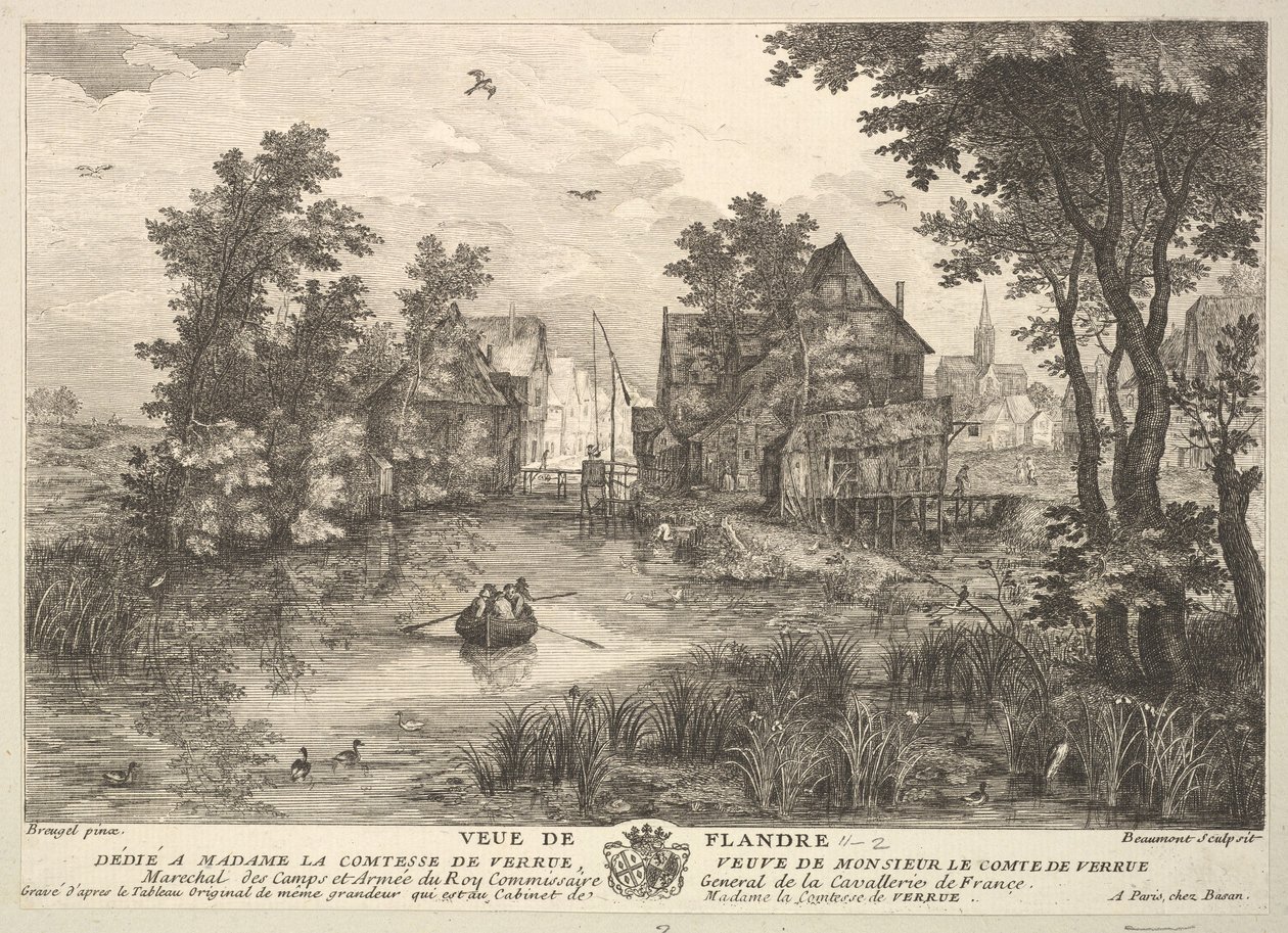 Utsikt over Flandern Veue de Flandre etter maleriet i samlingen til Madame la Comtesse .... av Pierre Francois Beaumont