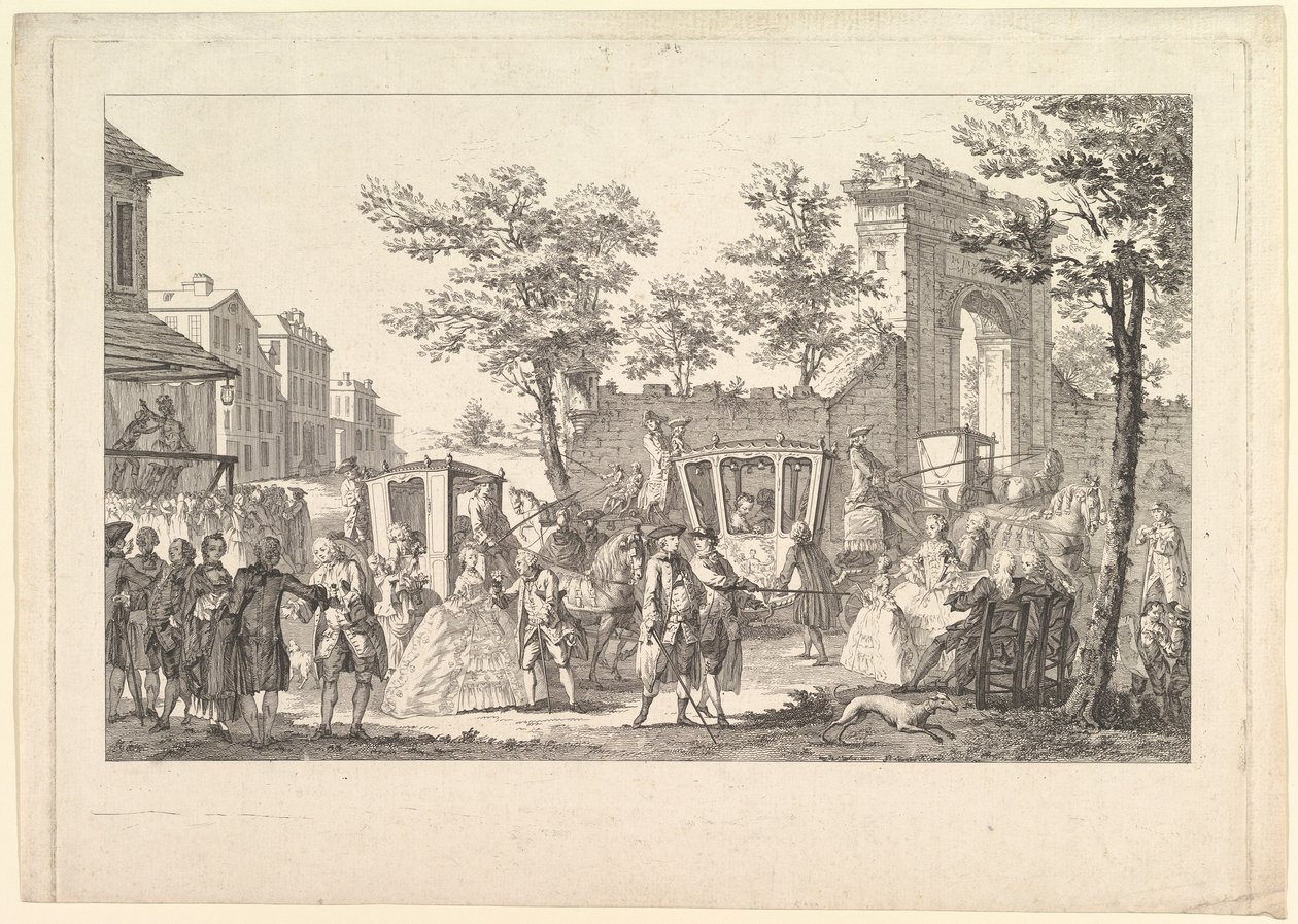 Tableau des portraits a la Mode Plate of Fashion Portraits, 1760-61. av Pierre Francois Courtois