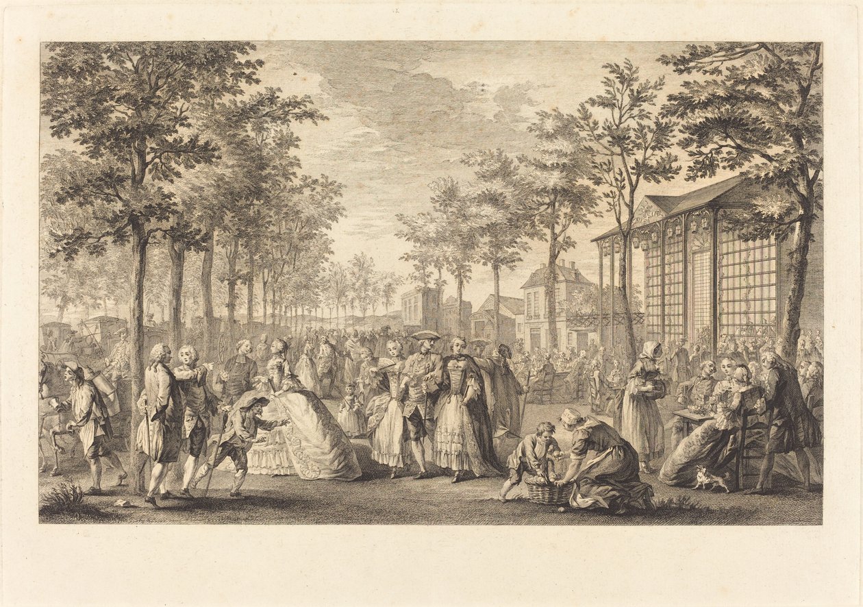 Turen langs vollene i Paris av Pierre Francois Courtois after Augustin de Saint Aubin