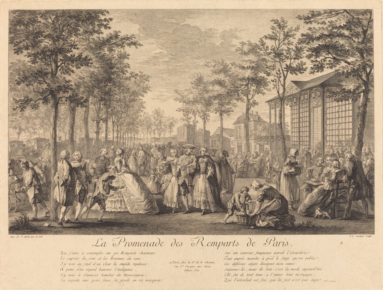 Turen langs vollene i Paris av Pierre Francois Courtois after Augustin de Saint Aubin
