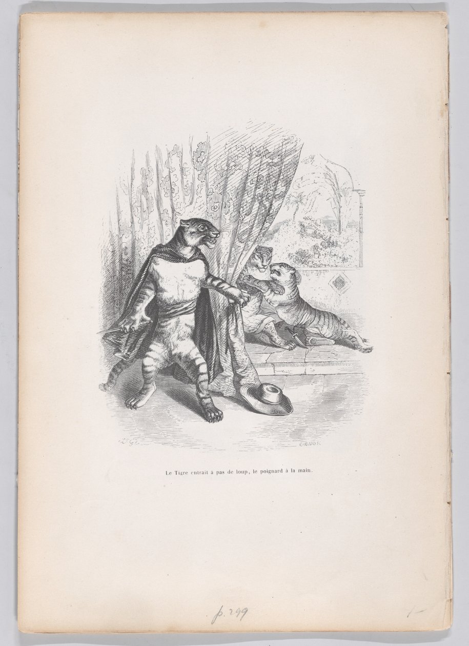 Tigeren kom snikende inn, med dolken i hånden fra Scenes from the Private a..., ca. 1837-47. av Pierre Francois Godard