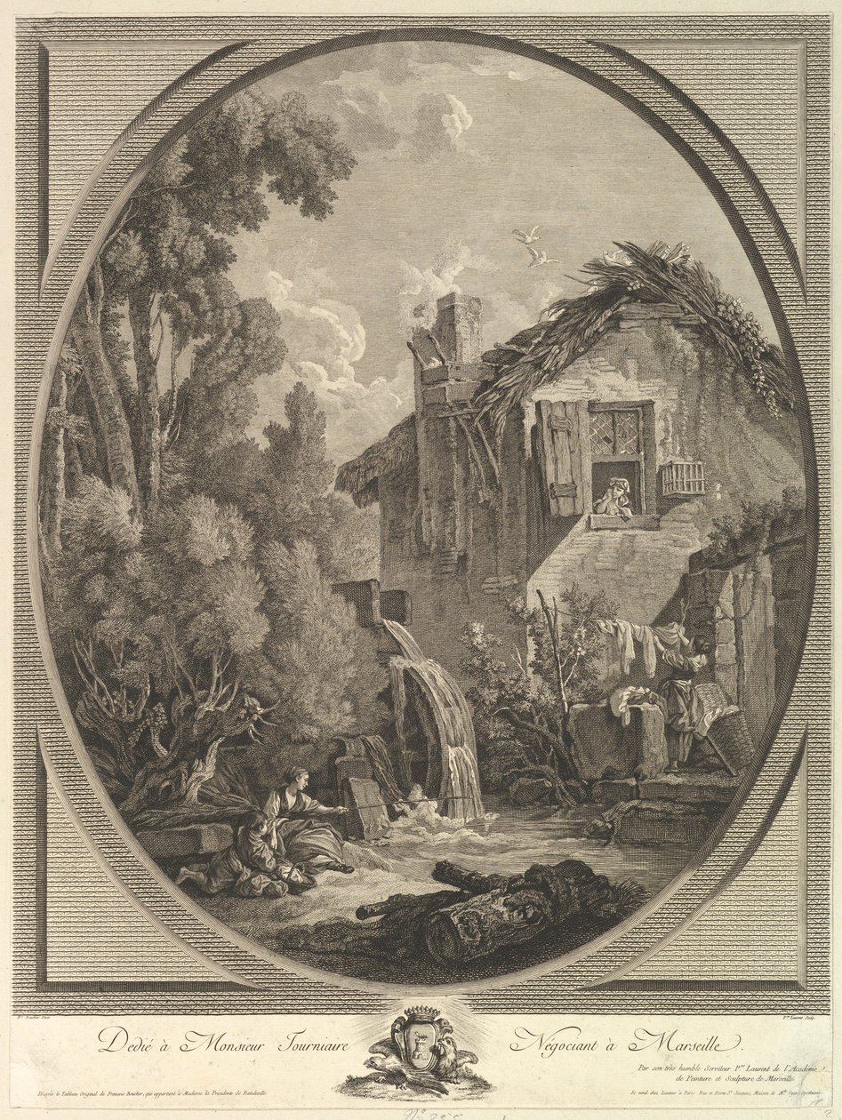 Paysage au Moulin vindmøllelandskap, 1700-tallet. av Pierre Francois Laurent