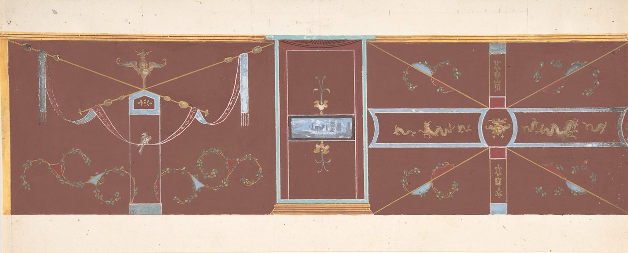 Design for veggdekorasjon, . av Pierre Francois Leonard Fontaine
