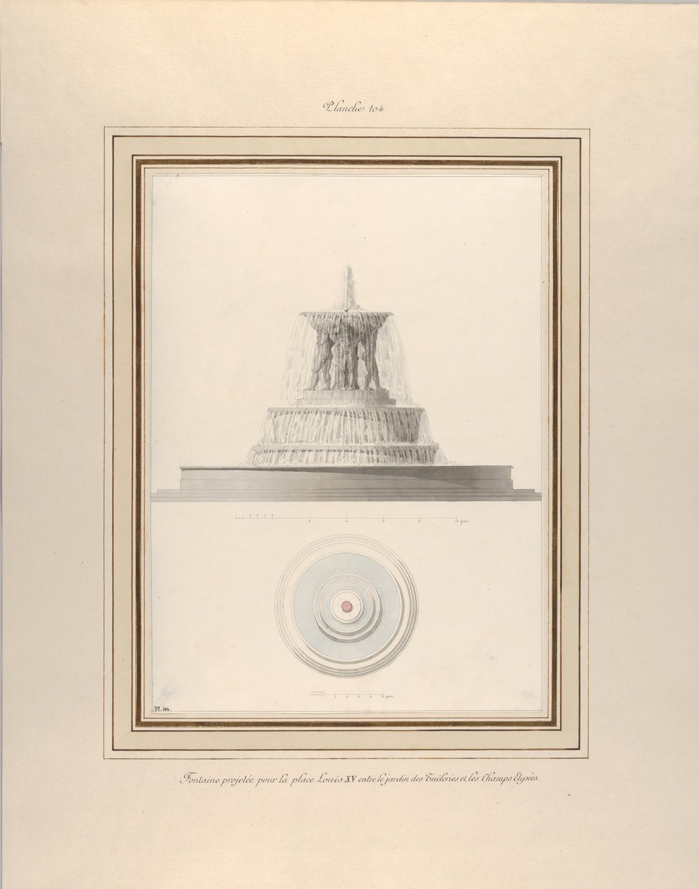 Prosjekt for en fontene for La Place Louis XV, ca. 1806. av Pierre Francois Leonard Fontaine