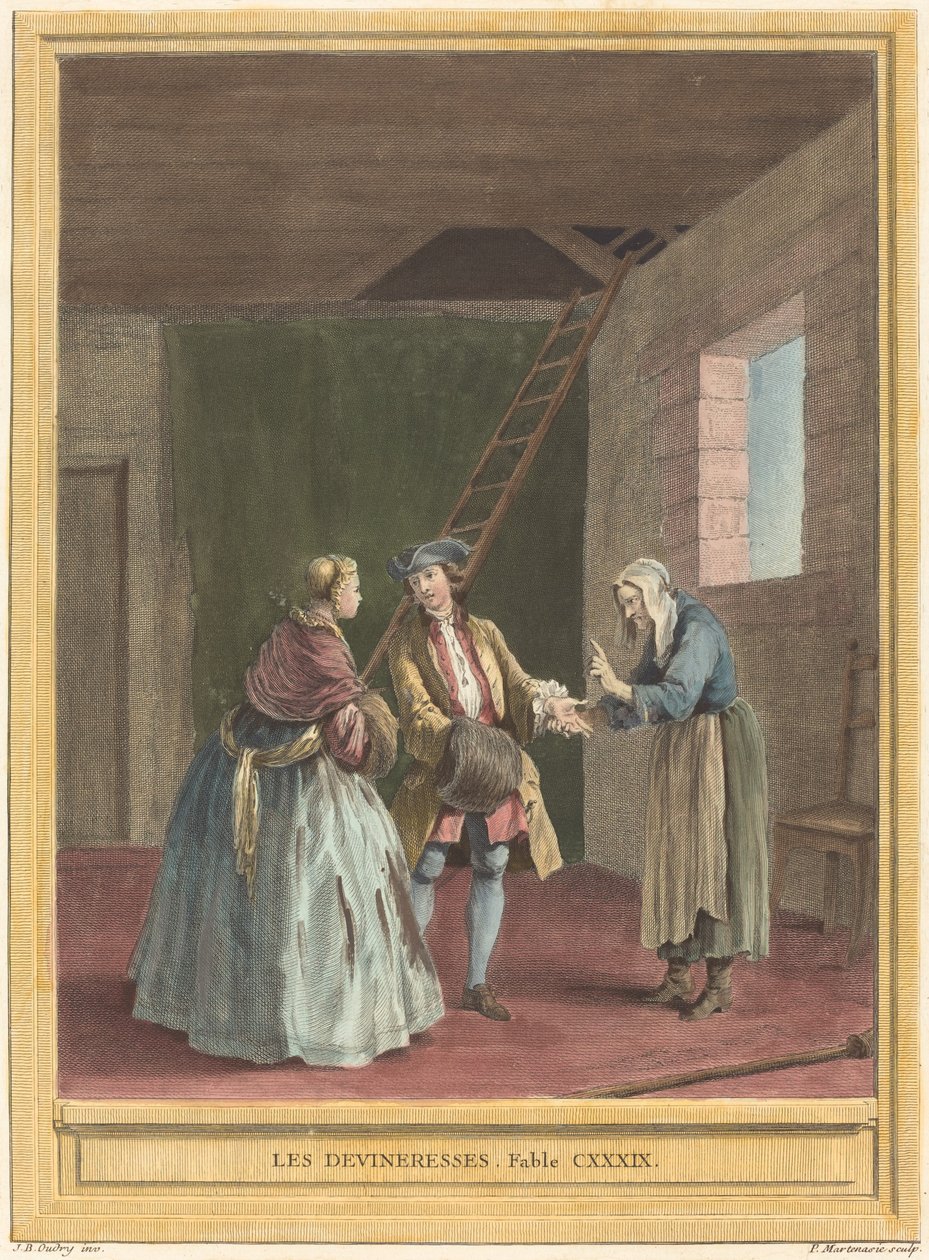 Les devineresses (The Fortune-Tellers) av Pierre Francois Martenasie after Jean Baptiste Oudry