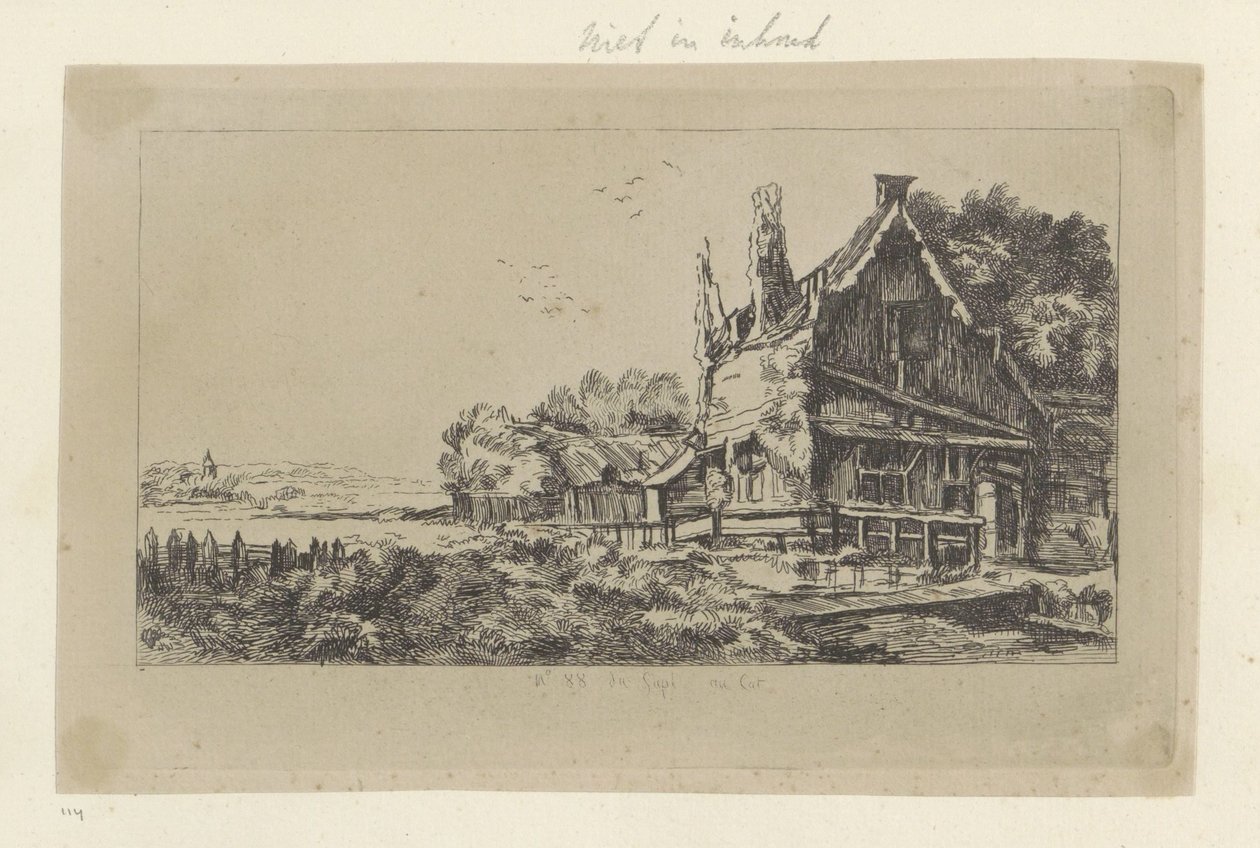 Landskap med huset med tre skorsteiner Recueil de quatre-vingt-cinq estampes originales (serietittel) av Pierre François Basan (workshop of)