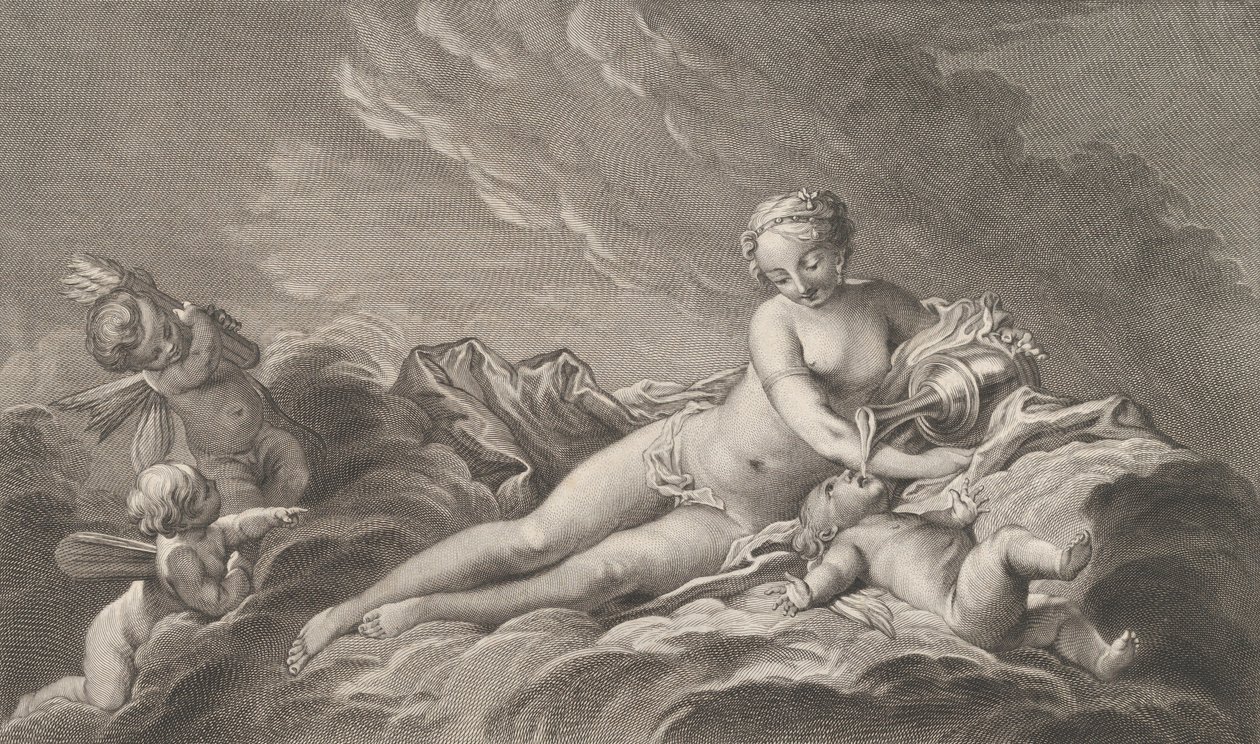 Venus gir nektar til Amor, 1700-tallet. av Pierre François Basan