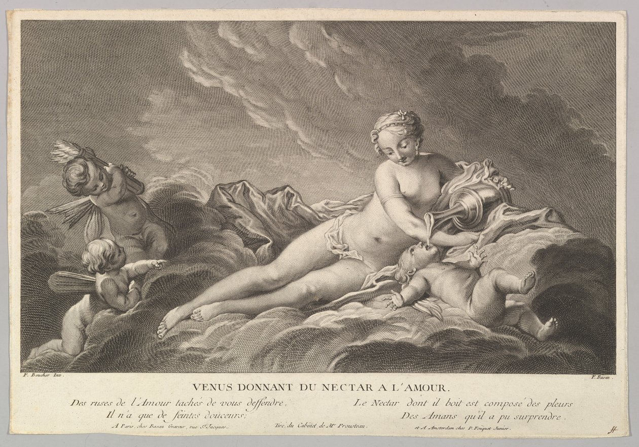 Venus gir nektar til Amor, 1700-tallet. av Pierre François Basan