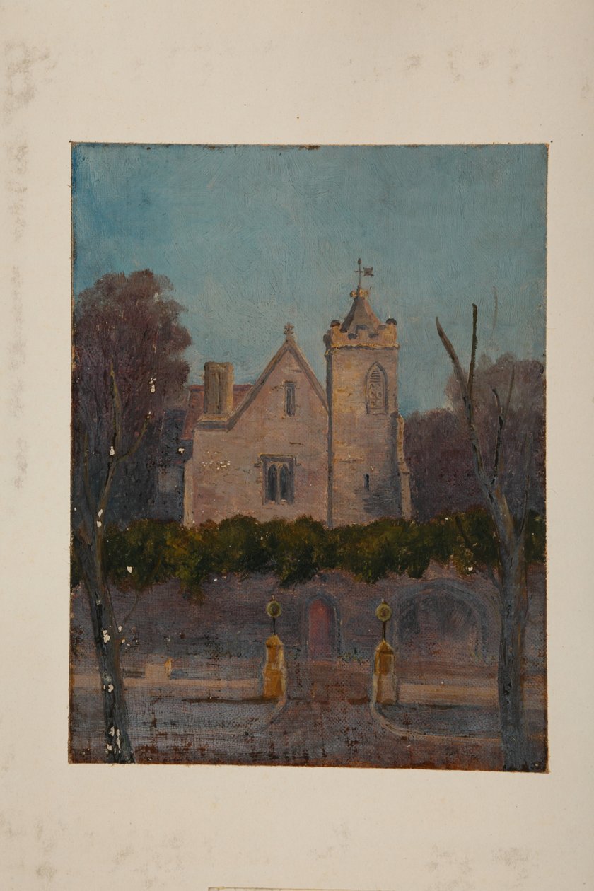 Grammar Hall (olje på lerret montert på kort) av Pierre François Joseph Tonneau
