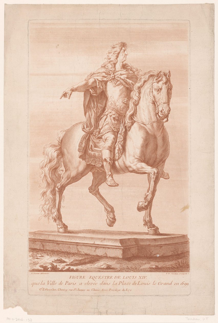 Rytterportrett av Louis XIV-figur Equestre de Louis XIV (tittel på objekt) av Pierre François Tardieu