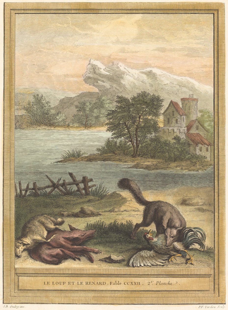 The Wolf and the Fox (The Wolf and the Fox) av Pierre François Tardieu after Jean Baptiste Oudry