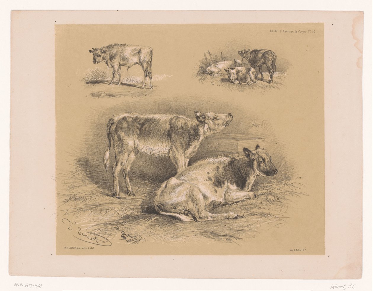 Tre studier av storfe Dyrestudier av Cooper (serietittel) Études d'Animaux de Cooper (serietittel på objekt) av Pierre Frédéric Lehnert