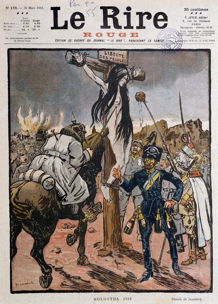 Folkenes frihet korsfestet ("" Golgata 1918 "") - av Jeanniot, i "" Le Lire Rouge""" av 30/03/1918 (gravering) av Pierre Georges Jeanniot