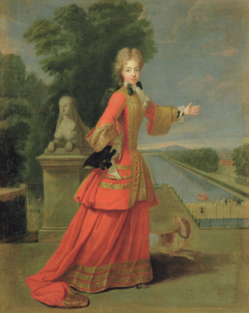Marie-Adelaide de Savoie (1685-1712) i jaktkjole, ca. 1704 av Pierre Gobert