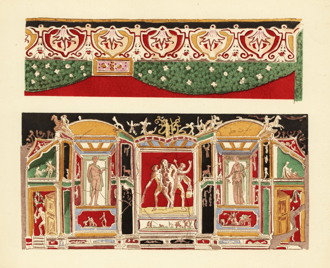 Farget stukkatur fra Pompeii i Napoli-museet av Pierre Gusman