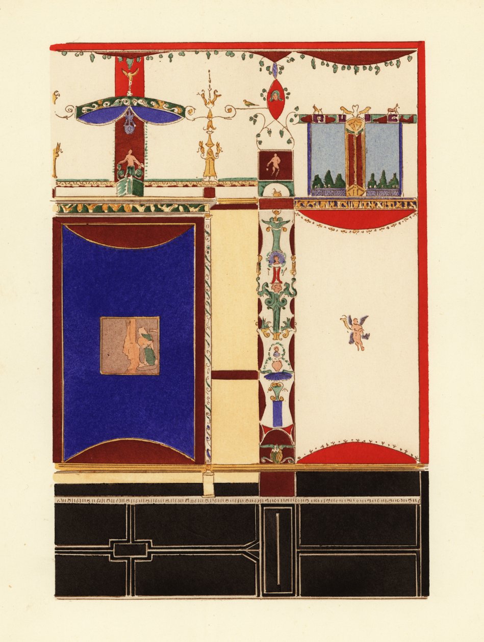 Panel med unik mørkeblått fra Pompeii, tidlig fjerde Pompei-stil av Pierre Gusman