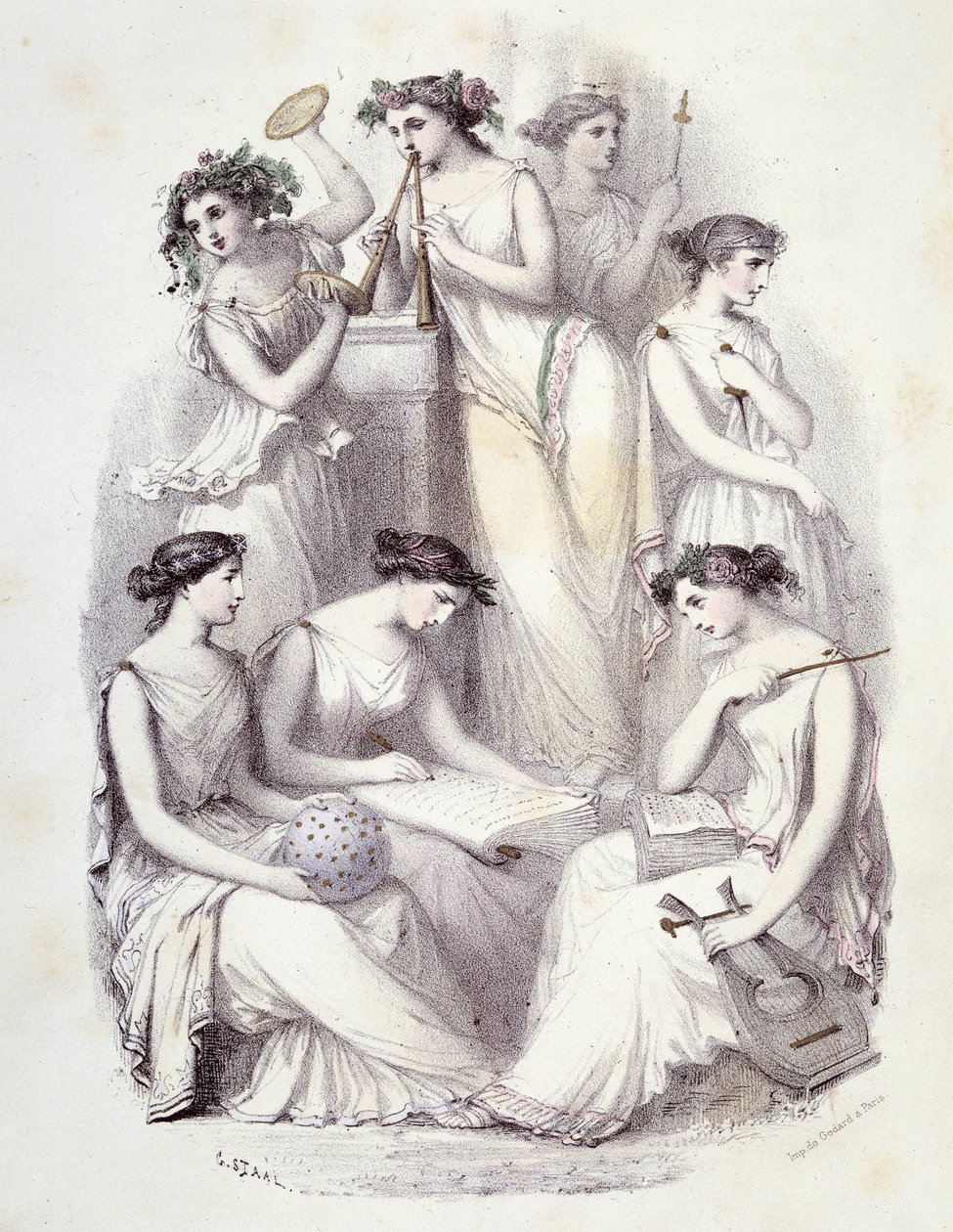 Geniuses of Olympus - i "" The Mythological Women"", tegninger av G. Staal, av Mery og Cte Foelix, Ed. G. de Gouet av Pierre Gustave Eugene Staal