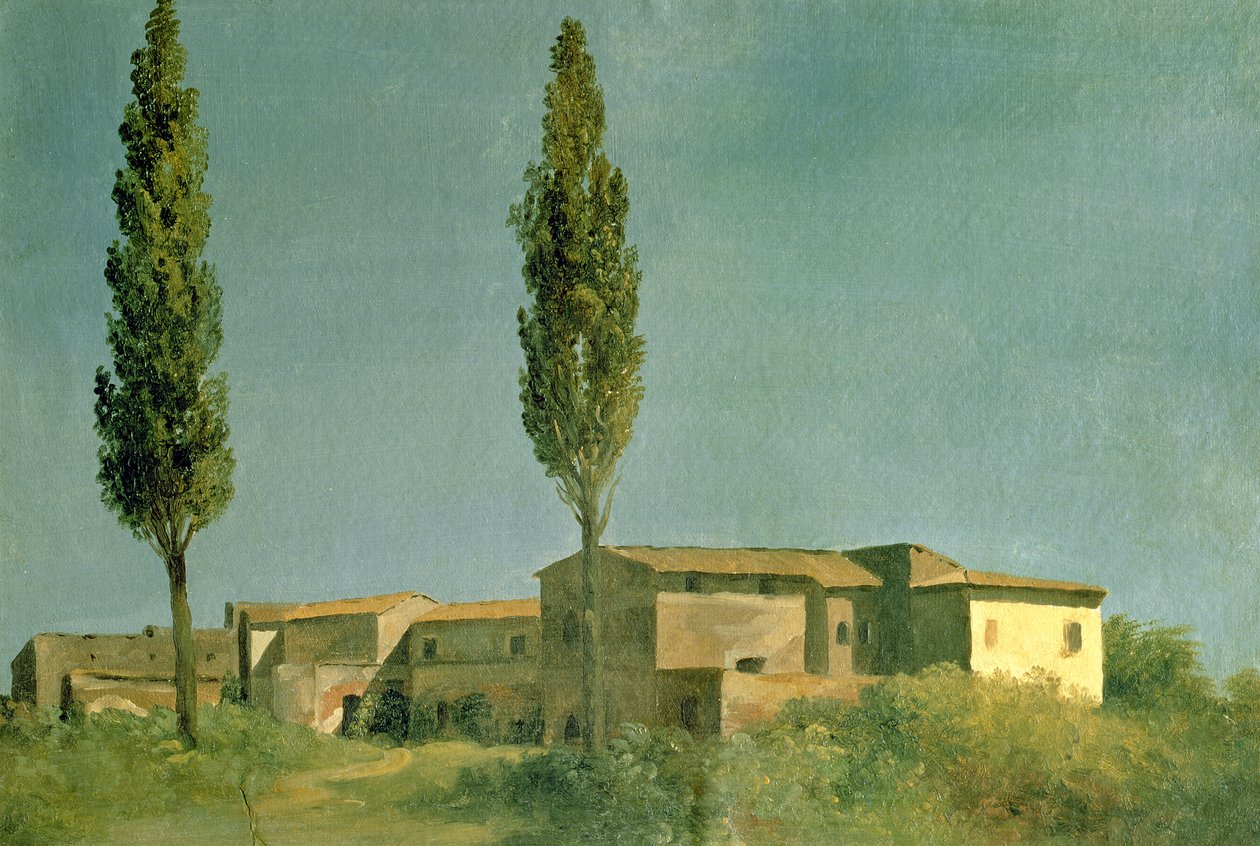 At the Villa Farnese: The Two Poplars, ca. 1777 (olje på kort) av Pierre Henri de Valenciennes