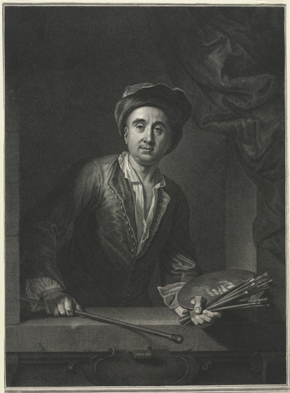 Francois de Troy, etter et selvportrett. av Pierre Imbert Drevet