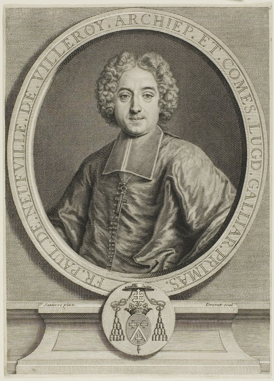 Portrett av Francois-Paul de Neufville de Villeroy av Pierre Imbert Drevet