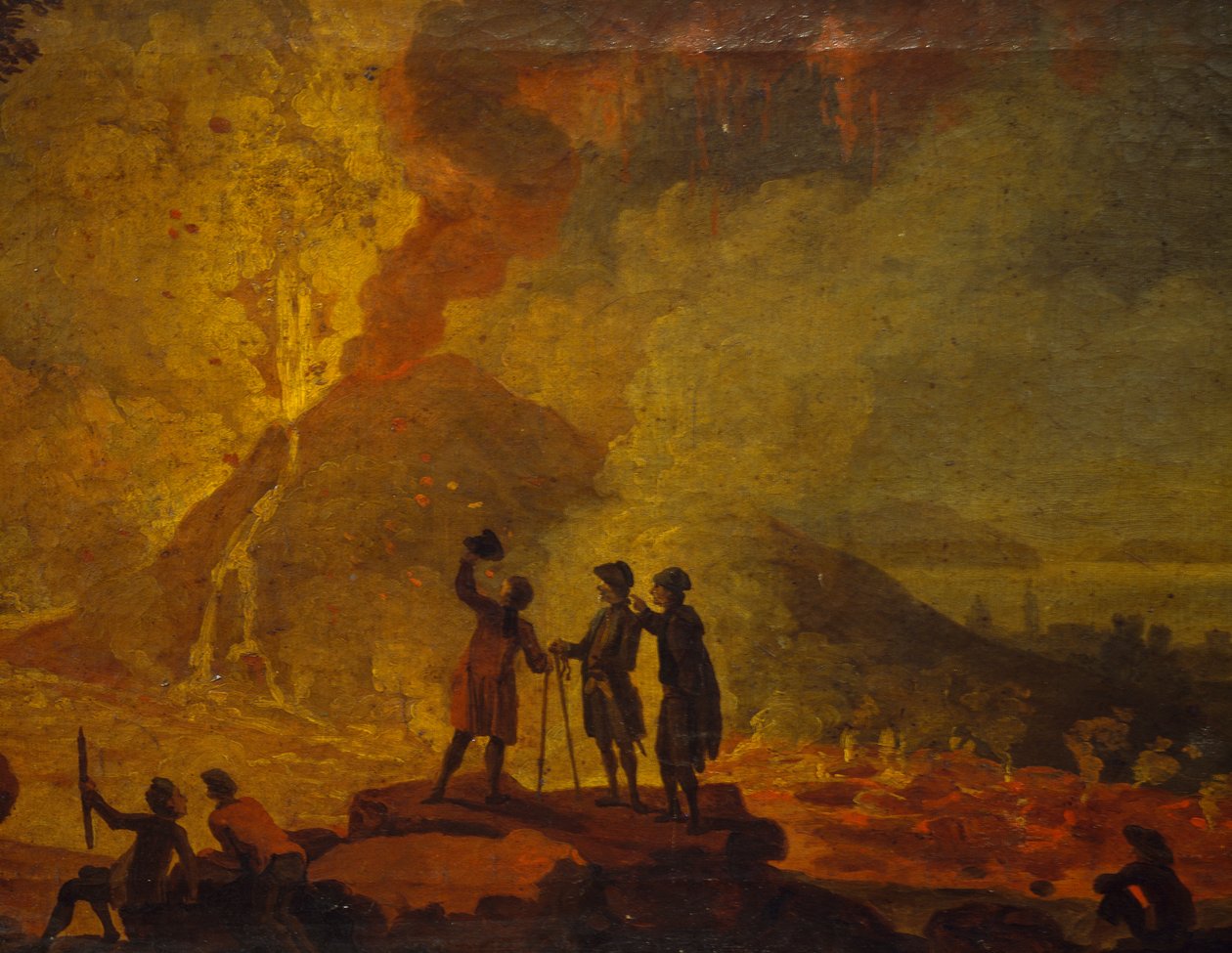 Vesuvs utbrudd, av Pierre-Jacques Volaire (1729-1792), olje på lerret, 52x79 cm. Detalj. av Pierre Jacques Volaire