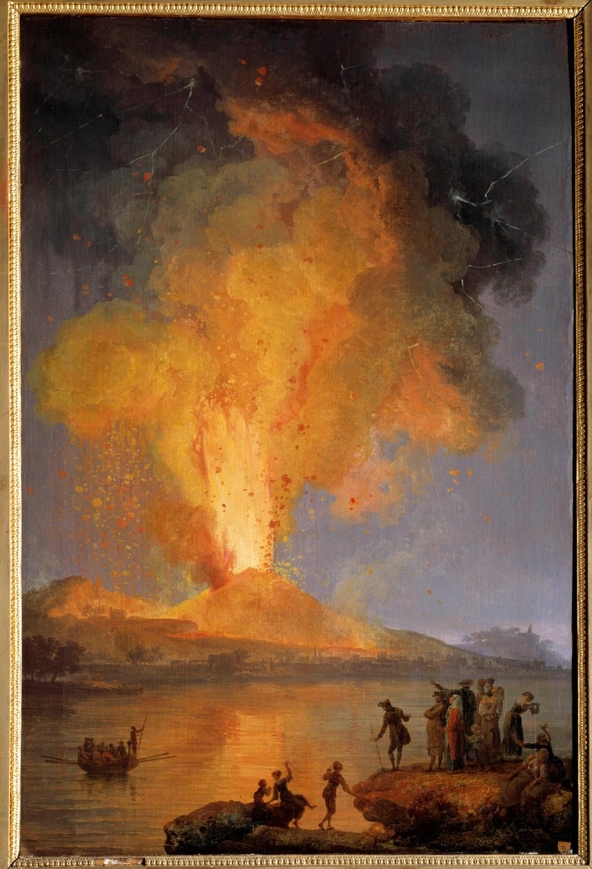 Vesuvs utbrudd Maleri av Pierre-Jacques (Pierre Jacques) Volaire (Le chevalier volaire) (1729-1802) 1700-tallet Søn 0,99x0,65 m Toulon, kunstmuseum - Vesuvs utbrudd. Maleri av Pierre-Jacques (Pierre Jacques) Volaire (kalt Kn av Pierre Jacques Volaire