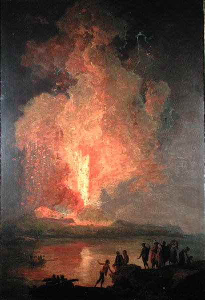 Vesuv erupting (olje på lerret) av Pierre Jacques Volaire