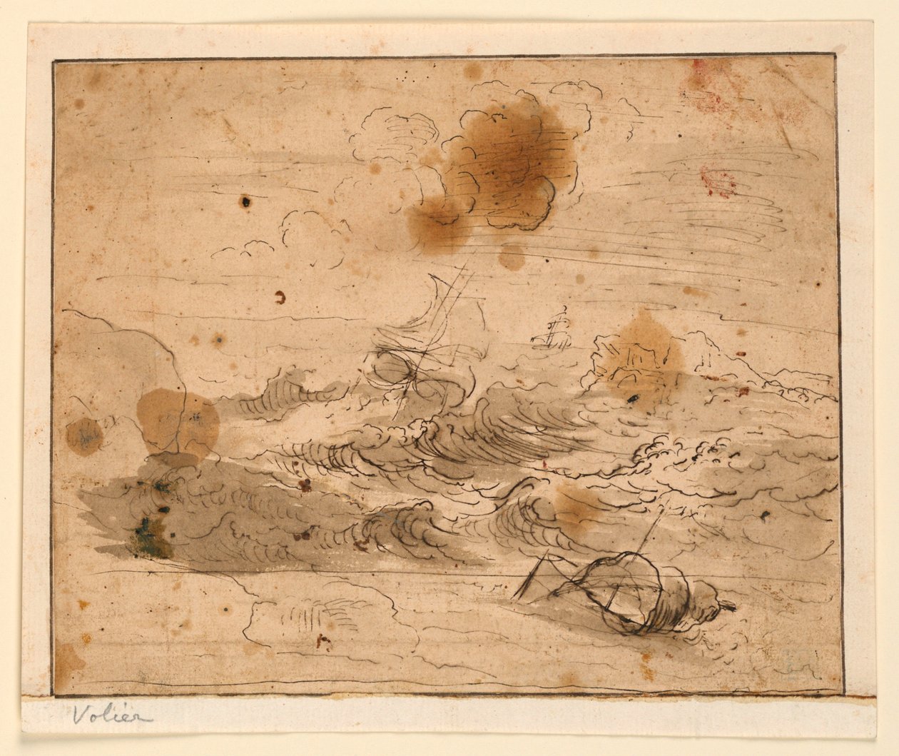 Stormfullt havlandskap av Pierre Jacques Volaire