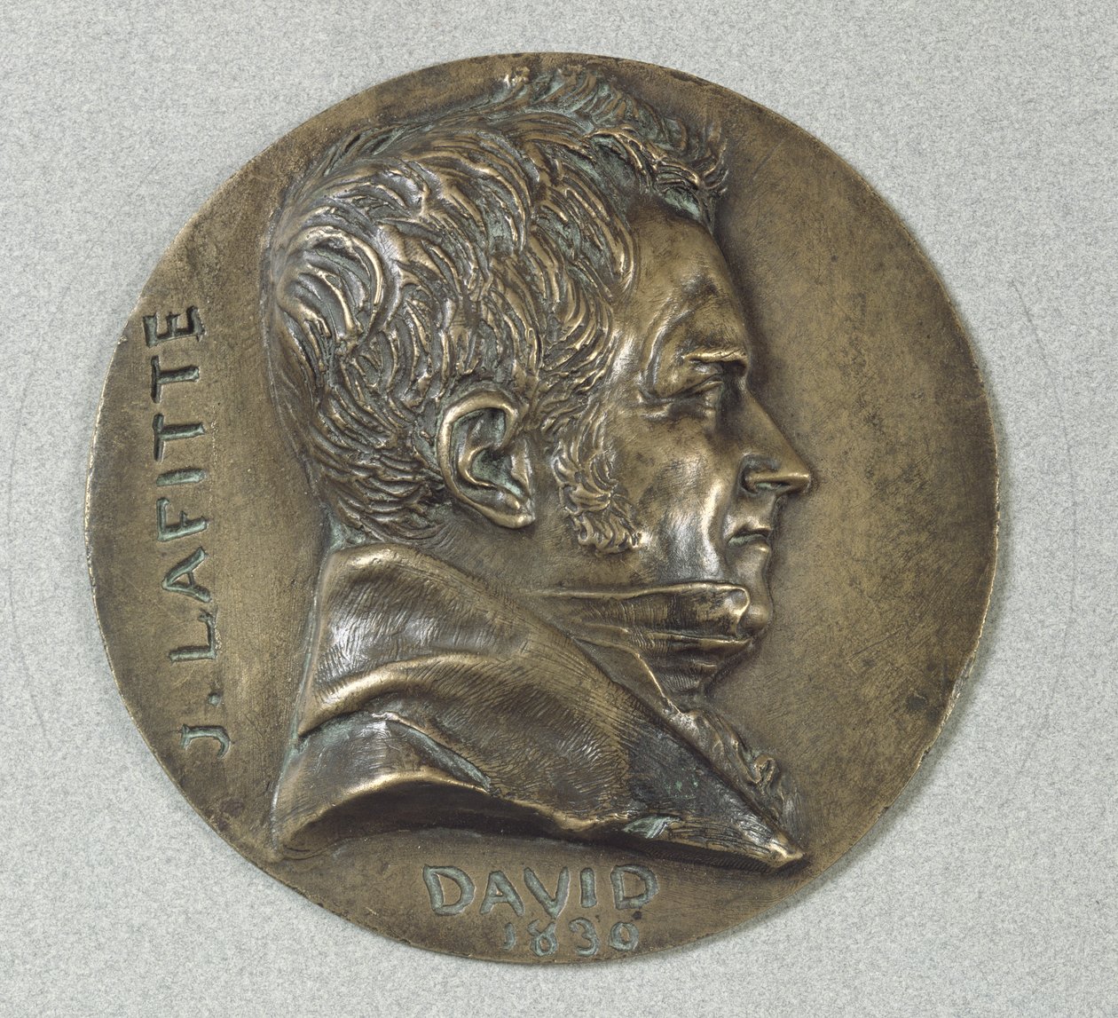 Medaljong med et portrett av Jacques Lafitte (1767-1844) 1830 (metall) av Pierre Jean David d