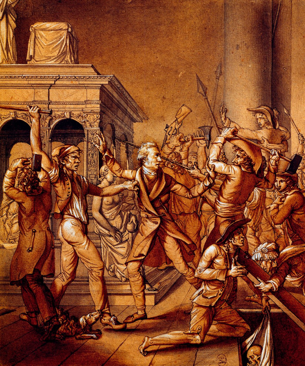 Alexandre Lenoir motsatte seg de revolusjonære da de ønsker å ødelegge graven til den franske kong Ludvig XII ved den kongelige basilikaen Saint Denis i 1793, på tidspunktet for den franske revolusjonen av Pierre Joseph Lafontaine
