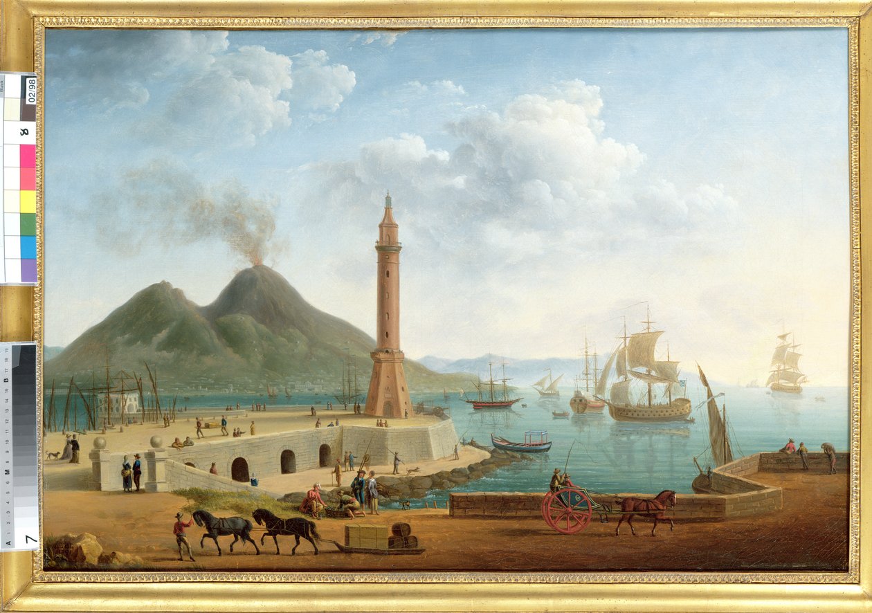 Utsikt over Vesuv fra havnen i Napoli, 1791 (par 121416) av Pierre Joseph Petit