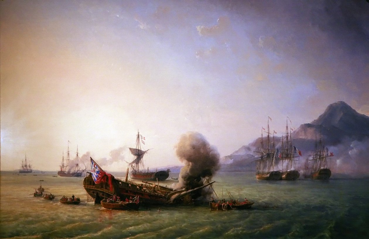 Slaget ved Grand Port, 23. august 1810 av Pierre Julien Gilbert