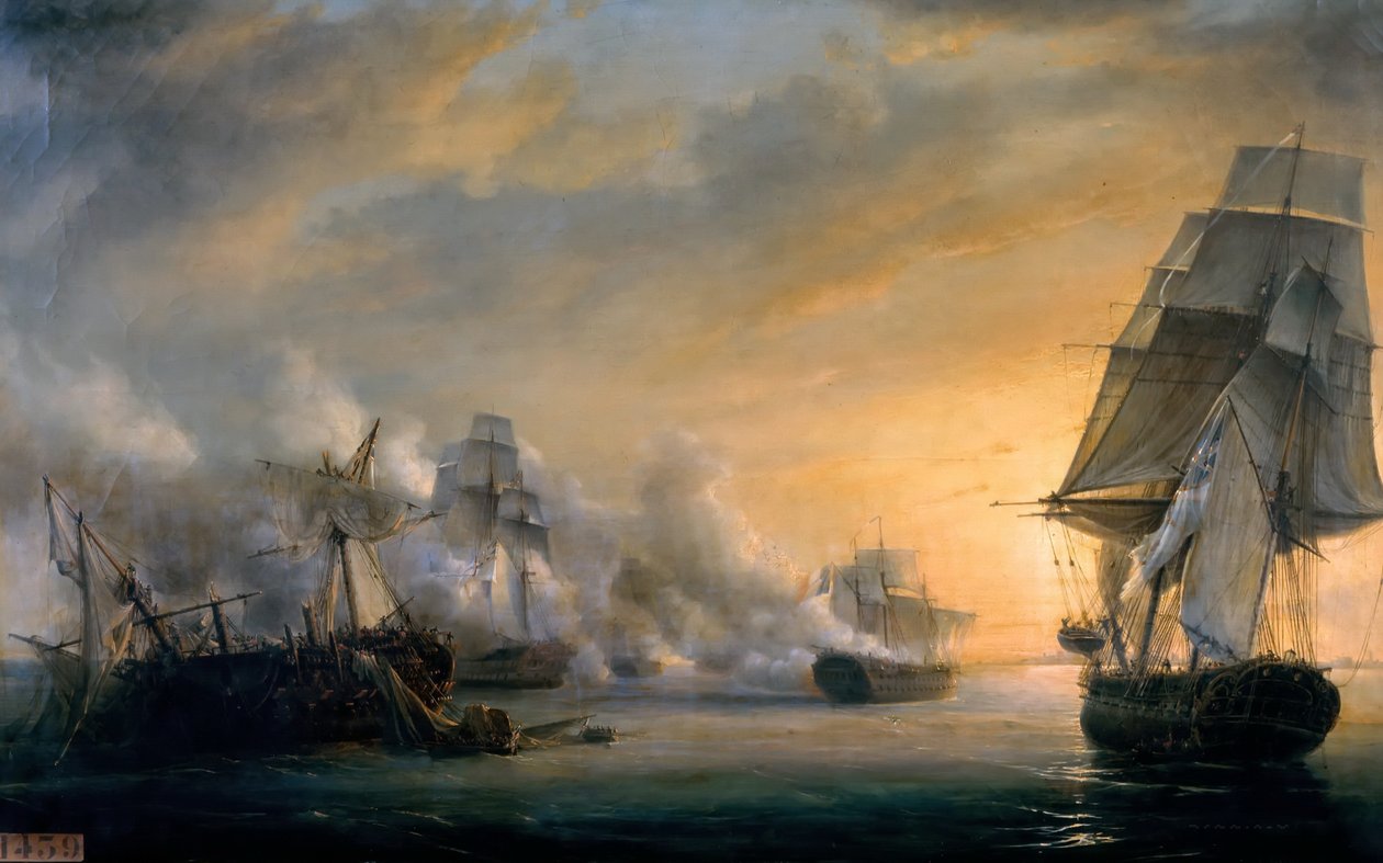 Sjøkamp før Cádiz 13. juli 1801 av Pierre Julien Gilbert